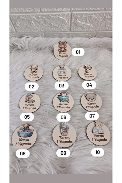 doğrukan 10 adet ayıcık figürlü ahşap taban yenidoğan doğum günü mevlüt magne...