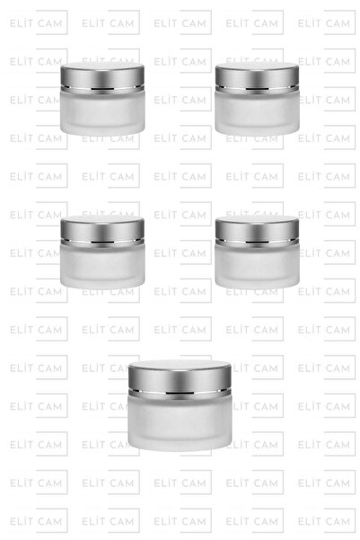Elitcam 30 Cc Cam Buzlu Krem Kavanozu - Gümüş Kapaklı Iç Contalı - 4 Adet