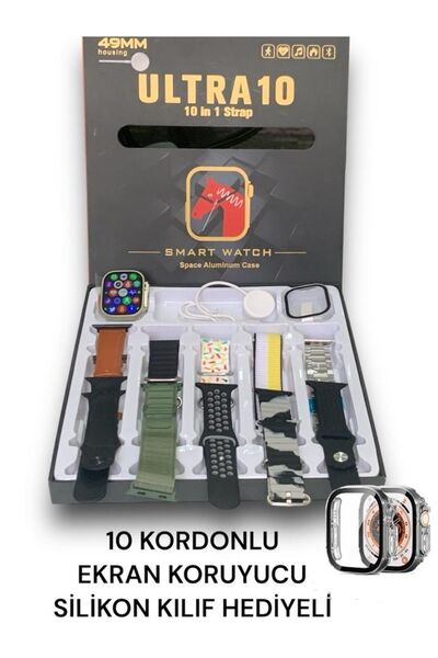 LEERFEI Smart Watch 8 Ultra 49 Mm 10 In 1 Akıllı Saat 10 Kordonlu Takvim Spor...