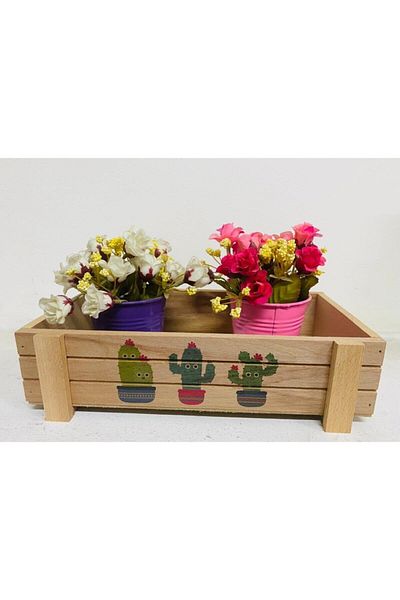 meditroia Troia Wooden Storage Safe, Wooden Flower Pot, Organizer