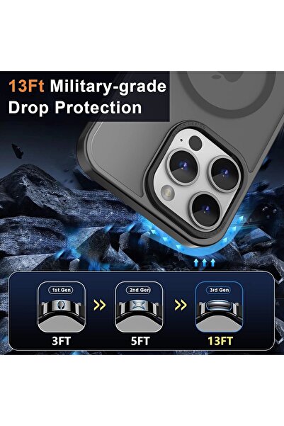 m.tk moveteck İphone 14 Pro Kılıf Mat Magsafe Şarj Özellikli Darbe Önleyici Hassas Buton Renkli Yumuşak Kenar -Sio