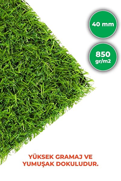 AKSEREN Suni Yeşil Çim Halı 40mm Seri Bahçe & Balkon & Teras Çim Halı Suya Da...