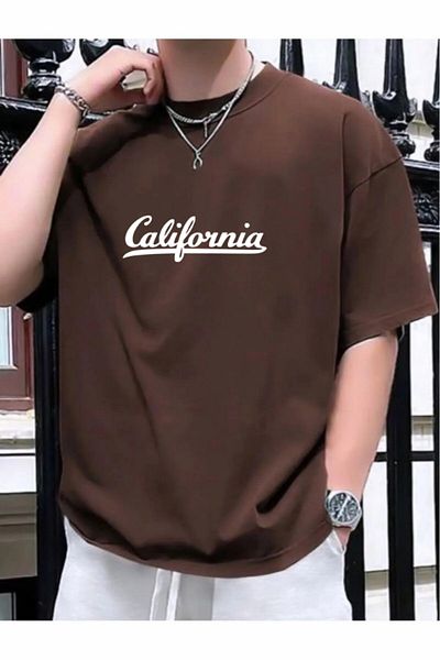 Evomind 1 μπλουζάκι για αγορές 5 και άνω στο καλάθι - Unisex California Text Printed Oversize T-shirt