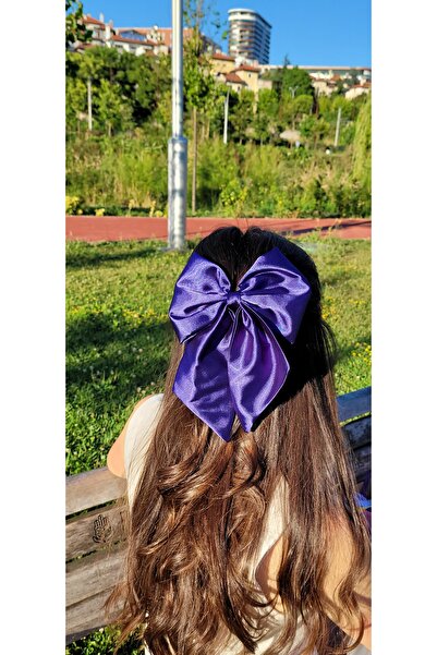 LO ADORO Satin bleumarin - Cataramă automată cu fundă lungă