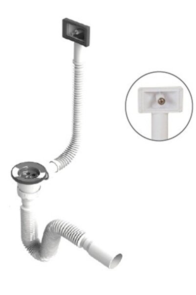 GrossAVM Evye Sifonu - Taslı Yandan Taşmalı Damlalıklı Evye Sifonu