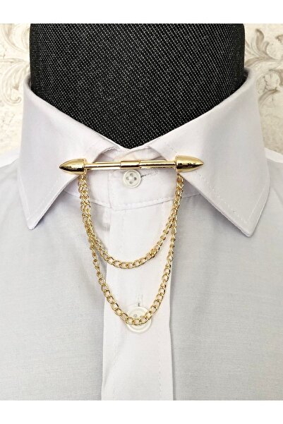 Yage Top Başlı Zincirli Gömlek Yaka Iğnesi
