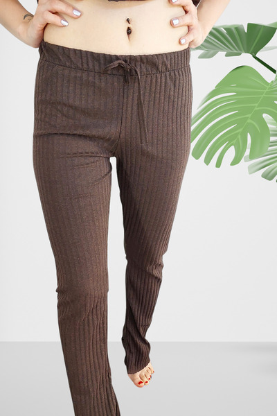 BiavSi Дамски кафяв тънък плат за ежедневно носене, удобен, с прилепнала кройка