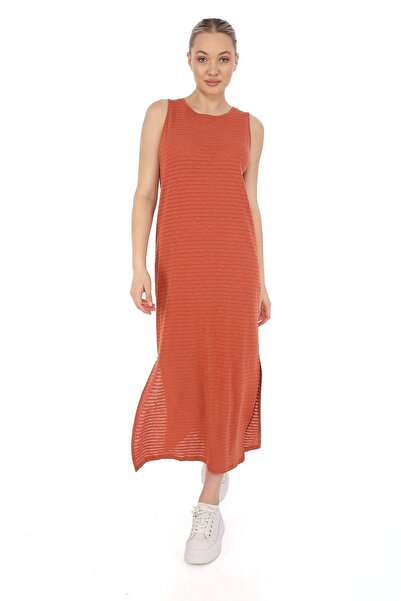 penyebizden Transparan Plaj Elbise-Taba