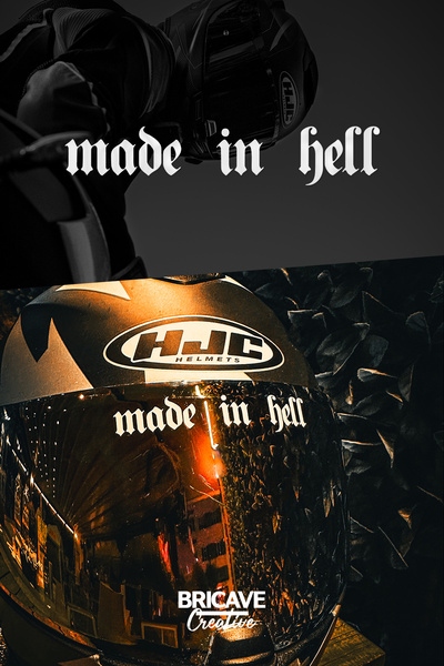 Bricave Made in Hell Yazı JDM Motosiklet Kask Etiket Sticker 10x2cm