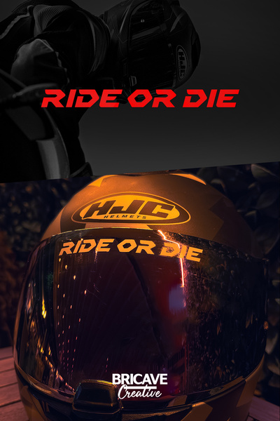 Bricave Ride or Die Yazı JDM Motosiklet Kask Etiket Sticker 11x1cm