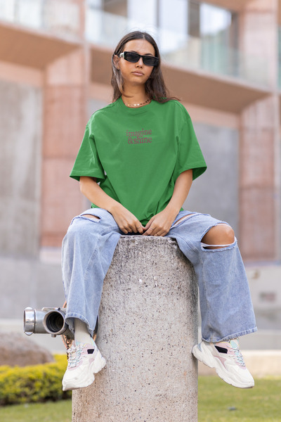 Boi Imagine & Shine Minimal Pattern Oversize T-Shirt - Ασπρόμαυρο καλοκαιρινό χτενισμένο βαμβακερό