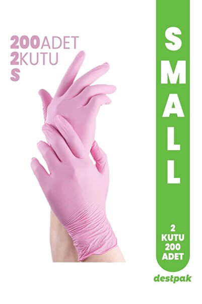 Destpak قفازات نيتريل وردية - قفازات فحص خالية من البودرة - متوافقة مع الأغذي...