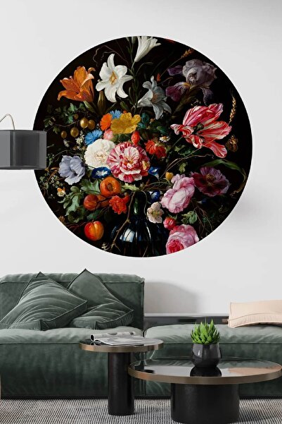Kt Grup Boho Muhteşem Çiçek Bahçesi Yuvarlak Manzara Modern Duvar Sticker
