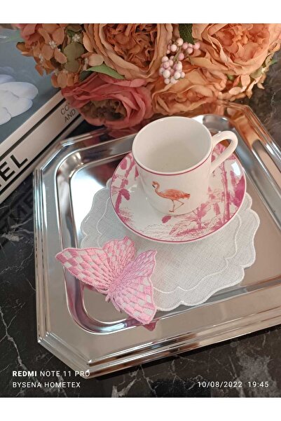 LASETU 3boyutlu Kokteyl Ve Kahve Yanı Sunum Peçetesi 6 Adet Pembe Renkli