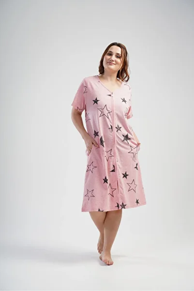 LOUP DORE Large Size Short Sleeve Zippered Combed Cotton Supreme Home Dress