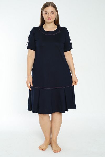 İntensive Φόρεμα Navy Blue Viscose Plus Size - Λεπτομέρεια ρίγας και τσέπες
