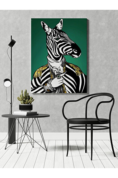 RUGSMODERN Kanvas Tablo Yeşil Temalı Soyut Zebra Desen