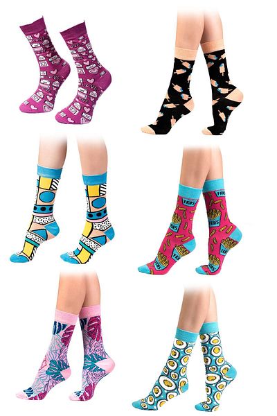 Ozzy Socks Дамски многоцветни шарени безшевни чорапи от органичен памук, дължина 6 фута