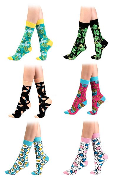 Ozzy Socks Дамски многоцветни 6-инчови памучни безшевни чорапи