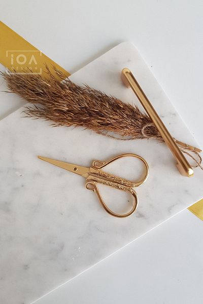 ioadesign Promise / Engagement Scissors Gold Color Natural Pampas Dried Flower