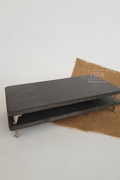 ioadesign Mine 2-Piece Real Basalt Marble Presentation Holder - Silver Footed