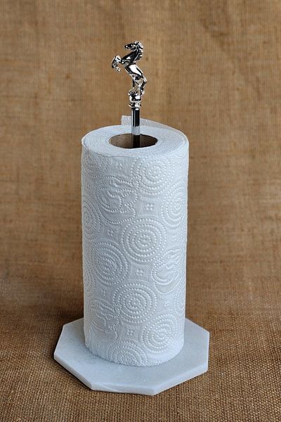 ioadesign Arya-real Thin Marble Paper Towel Holder Napkin Holder - Silver Metal Horse Figured