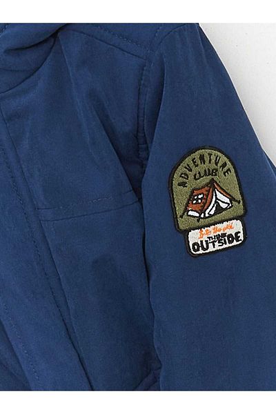 Hzmis Hooded Long Sleeve Water Repellent Wool Inside Baby Boy Coat Parka Navy Blue