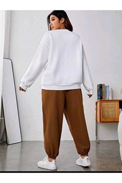 Deocept Дамски анцуг LosAngel с щамповано кръгло деколте - 2 цвята, овърсайз Boyfirend