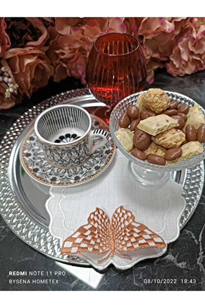 LASETU كوكتيل الفراشة ثلاثي الأبعاد ومنديل تقديم القهوة الجانبي 1 لون أرضي ملون