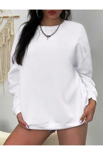 Deocept Basic Unisex Oversize Sweatshirt - Solid Color, Crew Neck