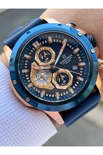 Naviforce Men's Wristwatch - Silicone Cord, Active Interior Functions, Ion Coating, Case ENF.8036.LS