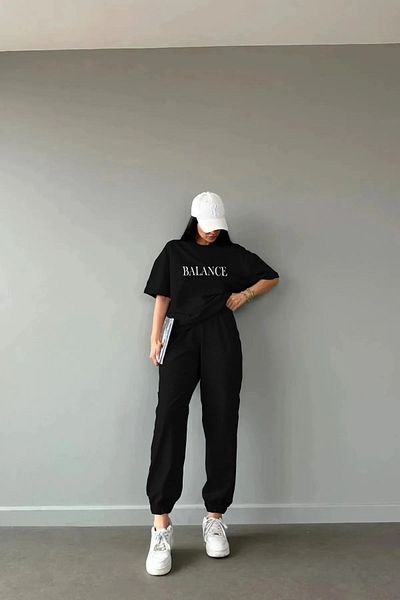 DAXİS Sportwear Company Női nyomtatott túlméretes bő szabású póló tréningruha alsó felső kétrészes szett DAXİS Sportwear Company