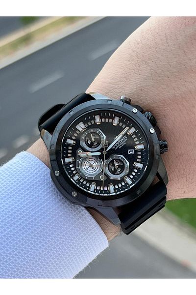 Naviforce Men's Analog Wristwatch - Silicone Cord, Inner Functions Active, Ion Plated Case ENF.8036.SS