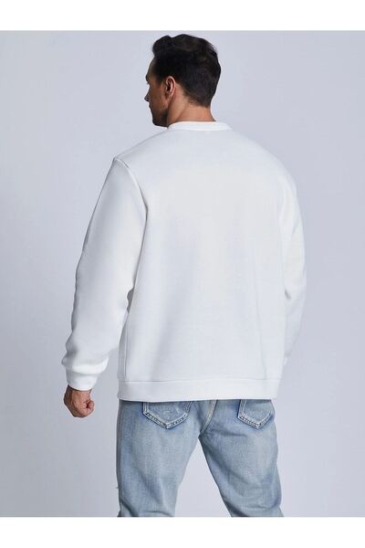 Deocept Hanorac oversize unisex cu imprimeu Paris alb - decolteu