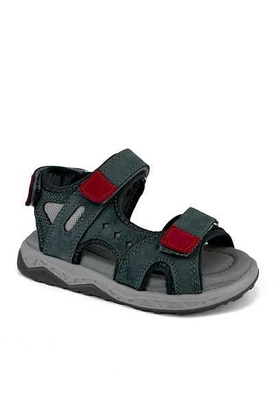 Cici Bebe Ayakkabı Gray Red Genuine Leather Velcro Sandals for Boys