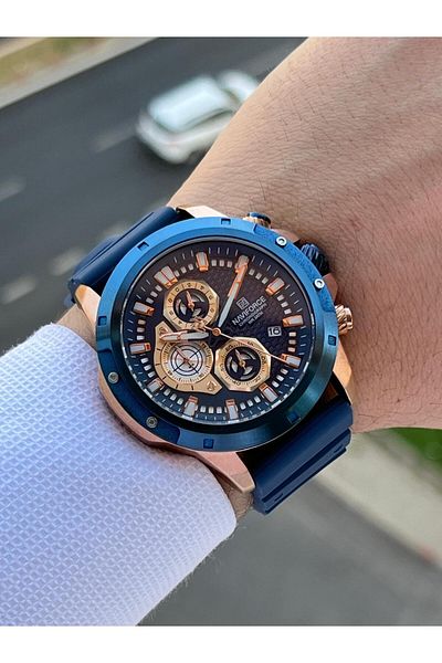 Naviforce Men's Wristwatch - Silicone Cord, Active Interior Functions, Ion Coating, Case ENF.8036.LS