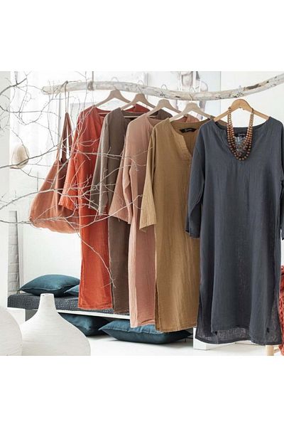 Havlu Denizi Ev Tekstil Ürünleri Denim Blue Tunic Dress - Muslin Fabric