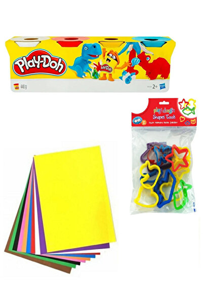 Lets بلاي دوو 4 عبوات من عجينة اللعب + 10 عبوات من ورق الحرف اليدوية + قالب ع...