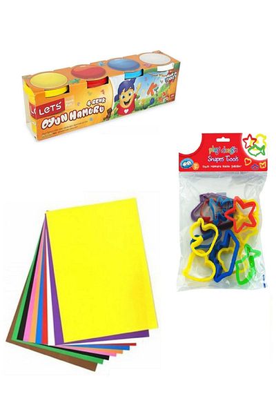 Lets 10-Piece Craft Paper + Lets 4-Piece Play Dough + Play Dough Mold (Set of 3)