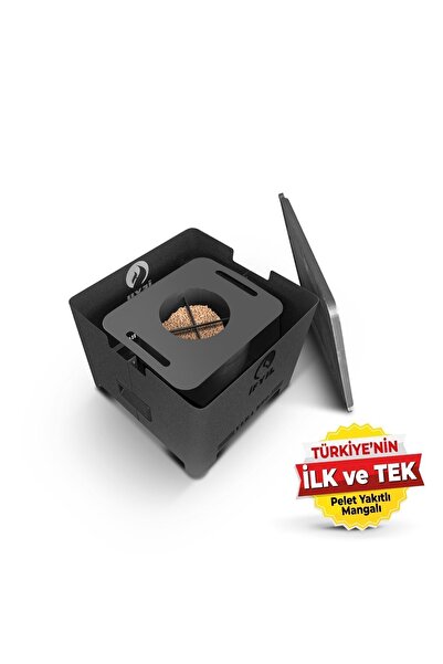 İFYIL Vera Pelet Yakıtlı Dumansız Sağlıklı Döküm Izgaralı Mangal & Barbekü (2 Kg Pelet Hediyeli) - Siyah