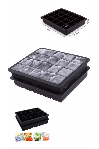 MİMOZA PARK Pratik 24'lü Sililkon Kare Buz Kalıbı | 24 Adet Silikon Kare Buz ...