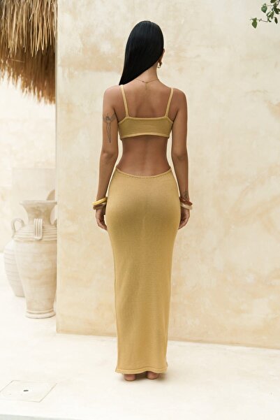 BOHEMAİ Mustard Knitwear Renata Front Detailed Dress