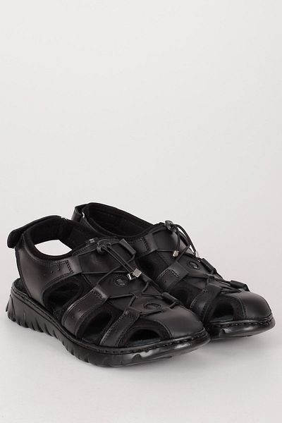 GÖNDERİ(R) Black Gön Genuine Leather Men's Sandals 42670