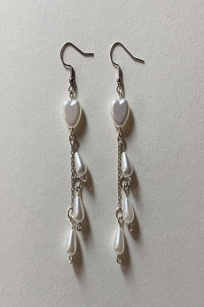 LE&DA Accessory Elegant Earrings - Heart and Drop Pearl