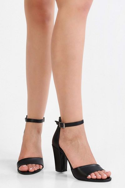 Shoeberry Glamm Women's Black Single Strap Thick Heel Shoes