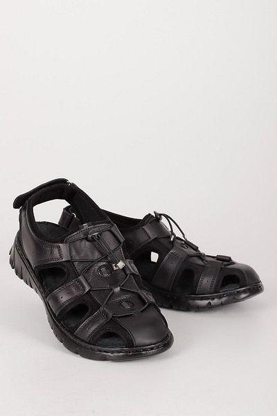 GÖNDERİ(R) Black Gön Genuine Leather Men's Sandals 42670