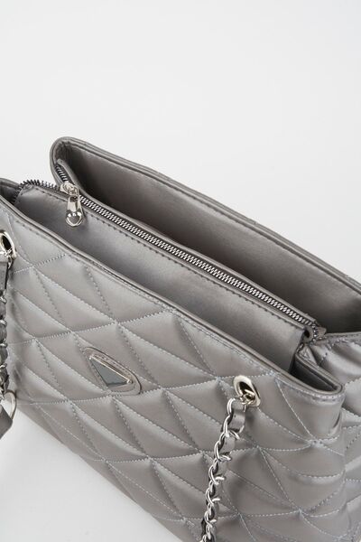 Çanta Park Geantă de mână și geantă de umăr căptușite cu curea de lanț, matlasată cu 3 compartimente, cu închidere cu fermoar