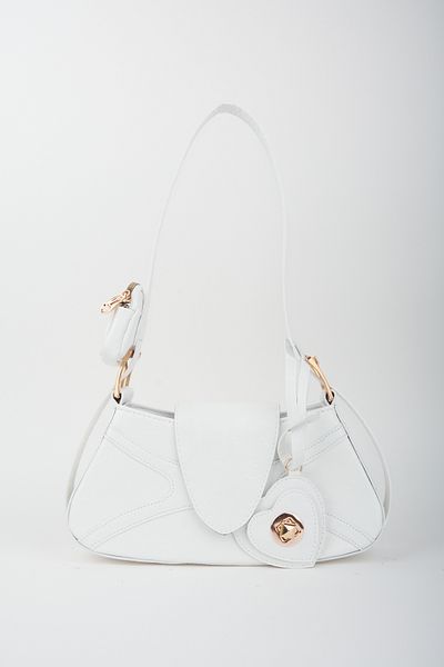 Vivaq Women's White Baguette Wallet Design Artificial Leather Snap Closure Hand and Shoulder Bag