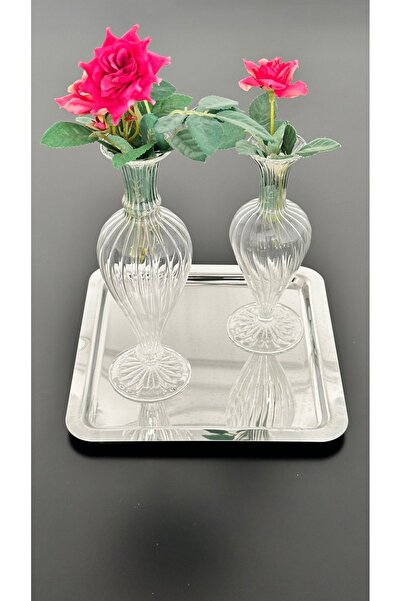 dekorasyon garajı Üfleme Cam Minimal Vazo 2 adet (18-20) cm