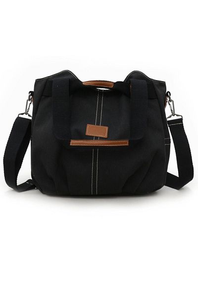 Cappadocia Vintage 3212 Demeter Women's Black Shoulder Hand Daily Tote Waterproof Canvas Crossbody Bag with Pockets